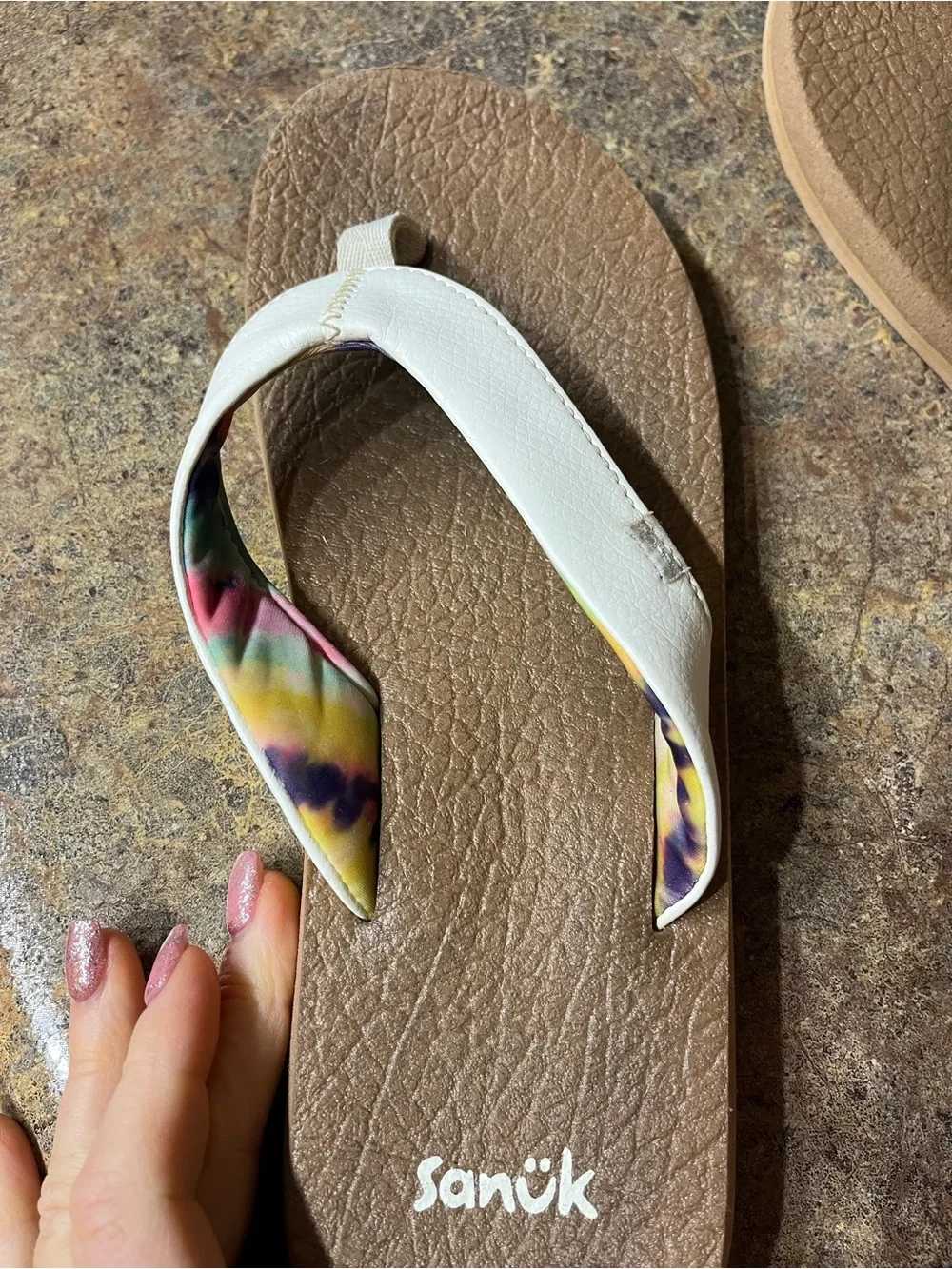 Sanuk Yoga Mat Women’s 8 White Tie Dye Flip Flop Sandals 1126874